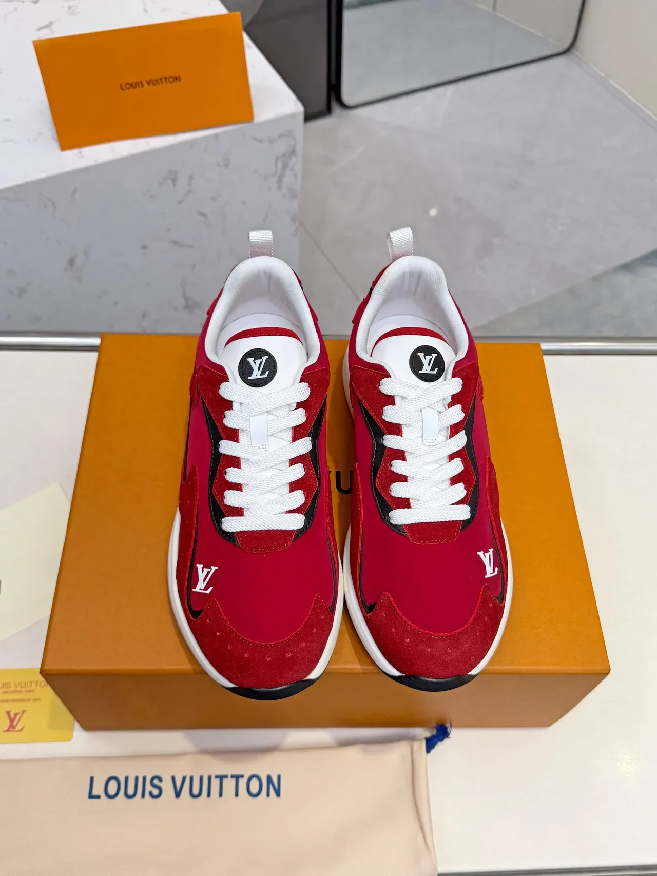 Louis Vuitton Run Away Red Suede Lifestyle Sneakers 5