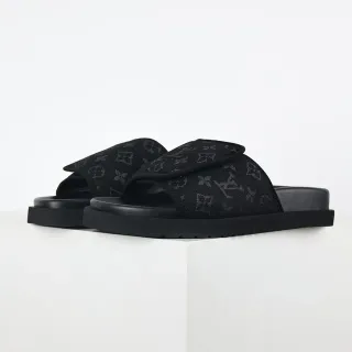 Louis Vuitton Run Away Slide काले मोनोग्राम कैनवास स्लिपर्स