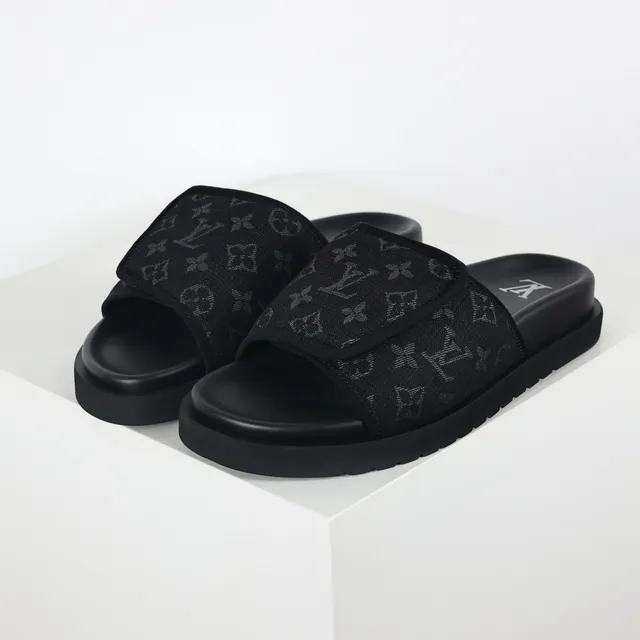 Louis Vuitton Run Away Slide Black Monogram Canvas Slippers 2