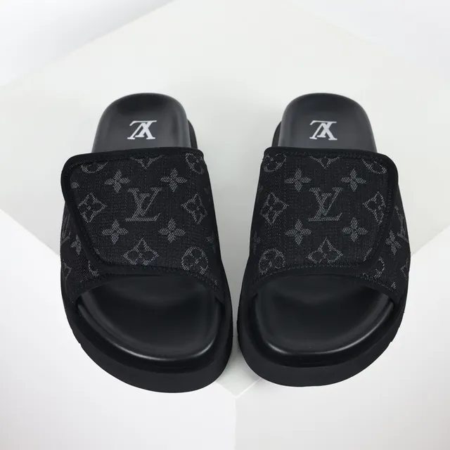 Louis Vuitton Run Away Slide Black Monogram Canvas Slippers 8