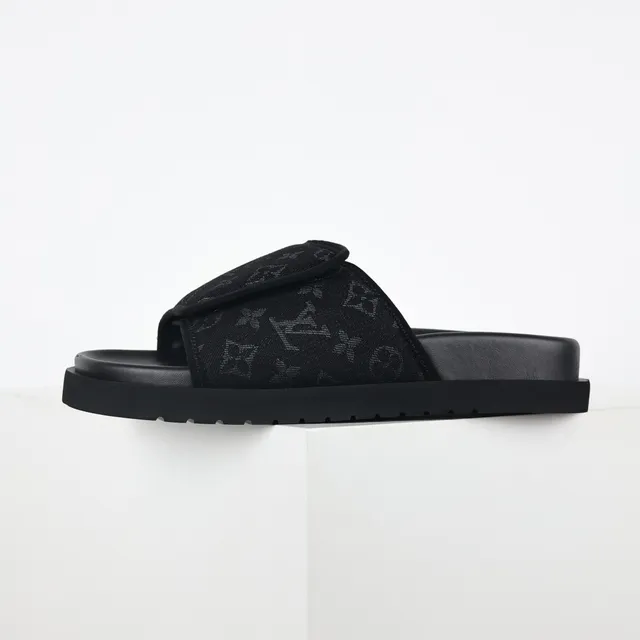 Louis Vuitton Run Away Slide Black Monogram Canvas Slippers 9