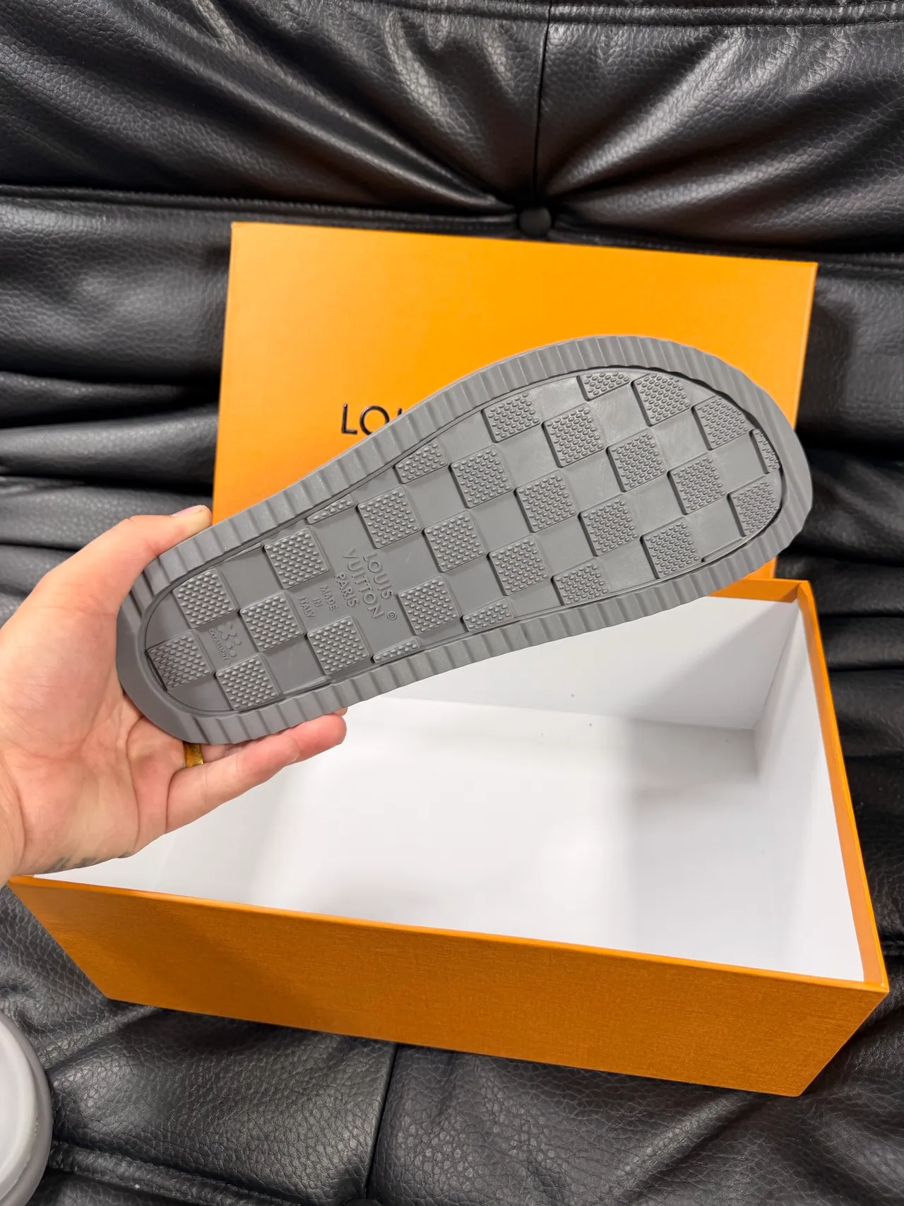 Louis Vuitton Run Away Slide Light Gray Slippers 2
