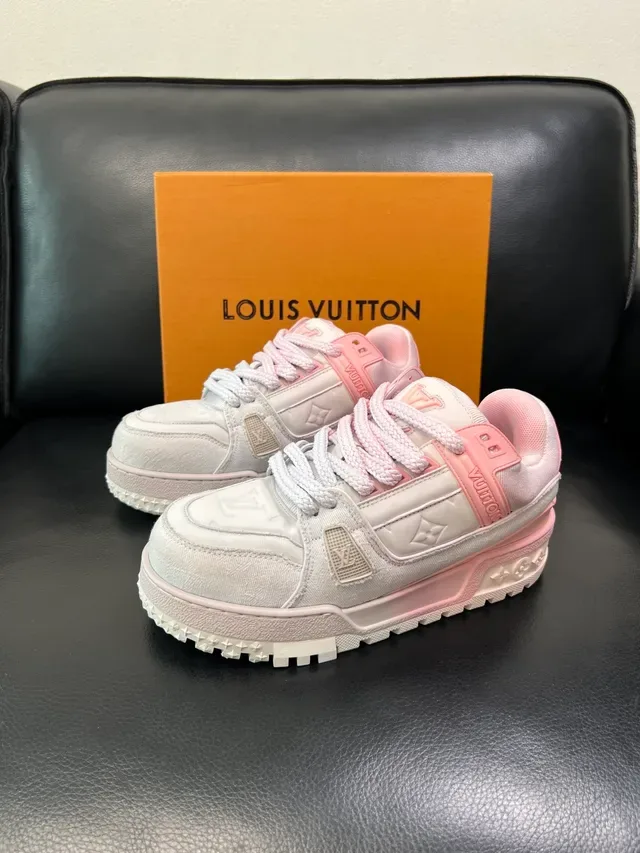 Louis Vuitton Run Away White and Pink Monogram Lifestyle Sneakers 5