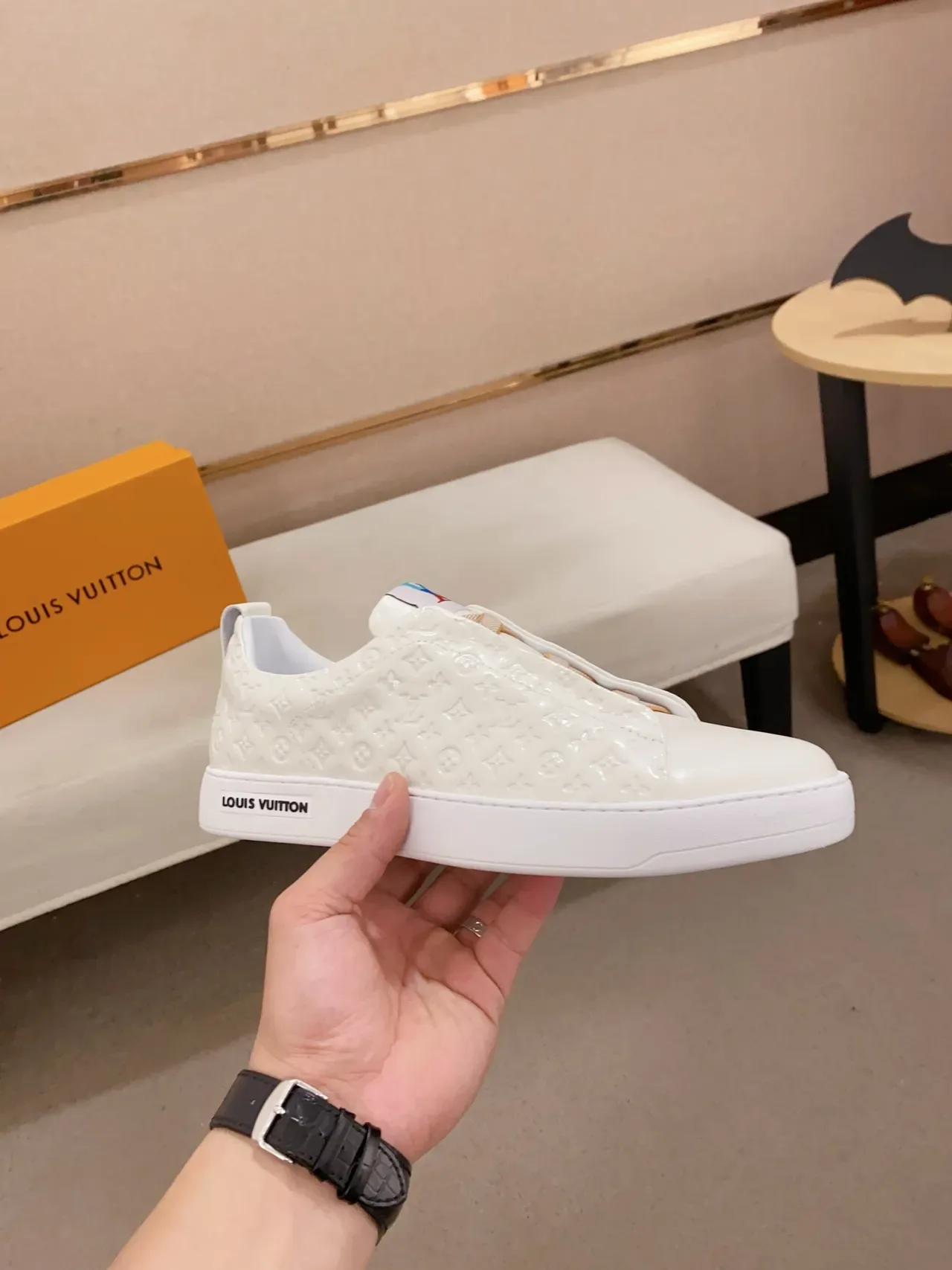 Louis Vuitton Run Away White Monogram Slip-On Lifestyle Sneakers 4