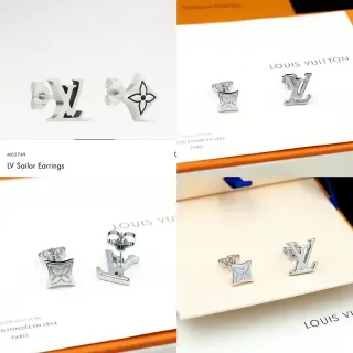 Louis Vuitton Sailor Asymmetrical Monogram and Flower Motif Stud Earrings