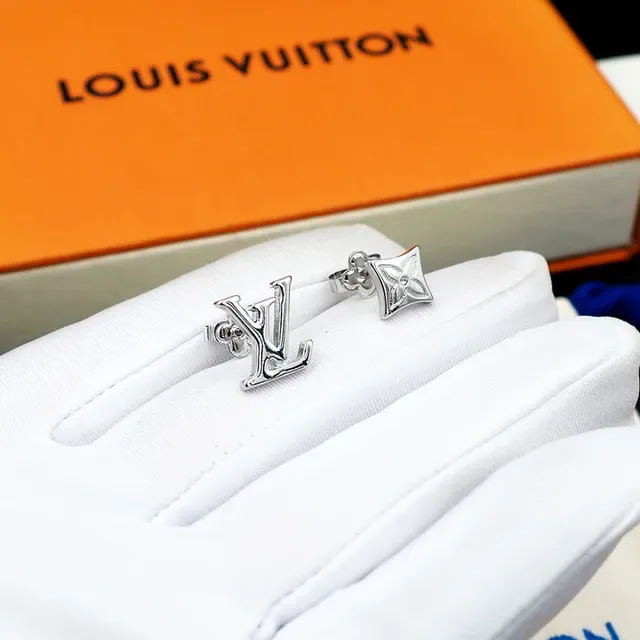 Louis Vuitton Sailor Asymmetrical Monogram and Flower Motif Stud Earrings 2