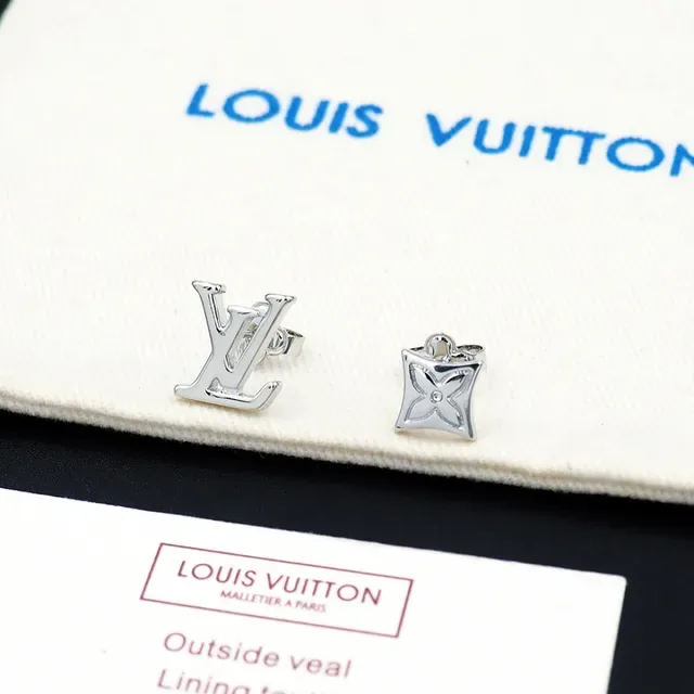 Louis Vuitton Sailor Asymmetrical Monogram and Flower Motif Stud Earrings 9