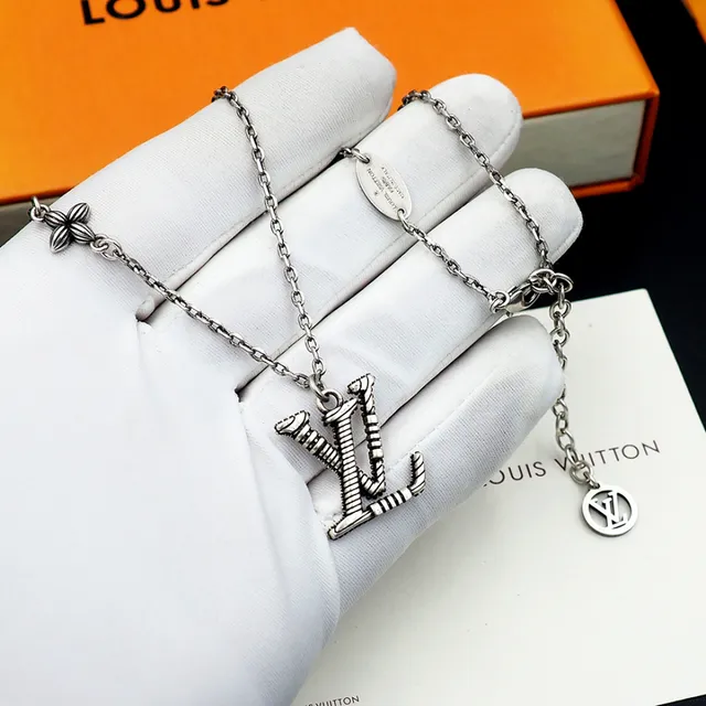 Louis Vuitton Sculpted LV Monogram Silver-Tone Necklaces 2