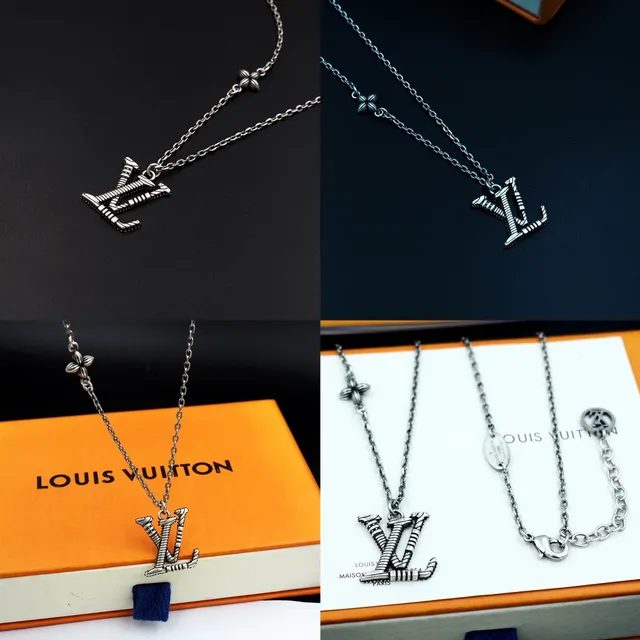 Louis Vuitton Sculpted LV Monogram Silver-Tone Necklaces 3