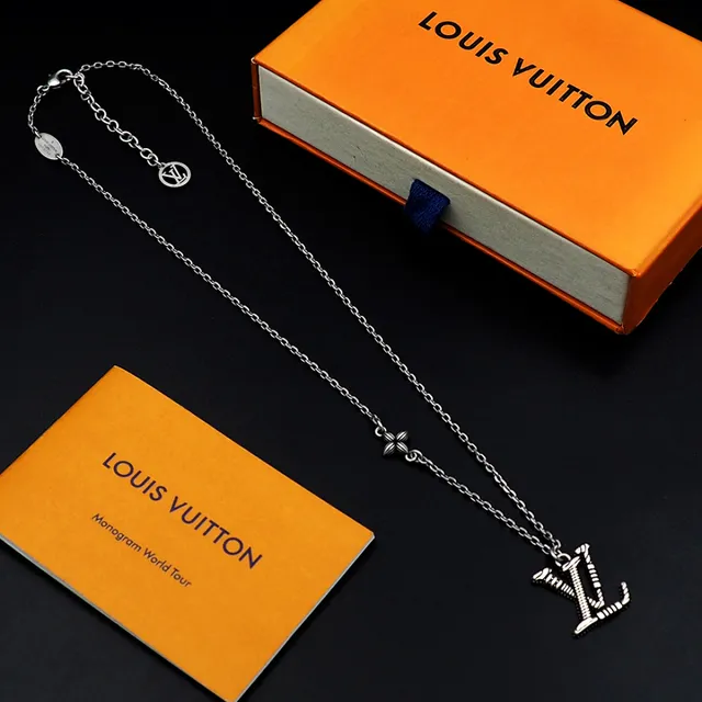 Louis Vuitton Sculpted LV Monogram Silver-Tone Necklaces 4
