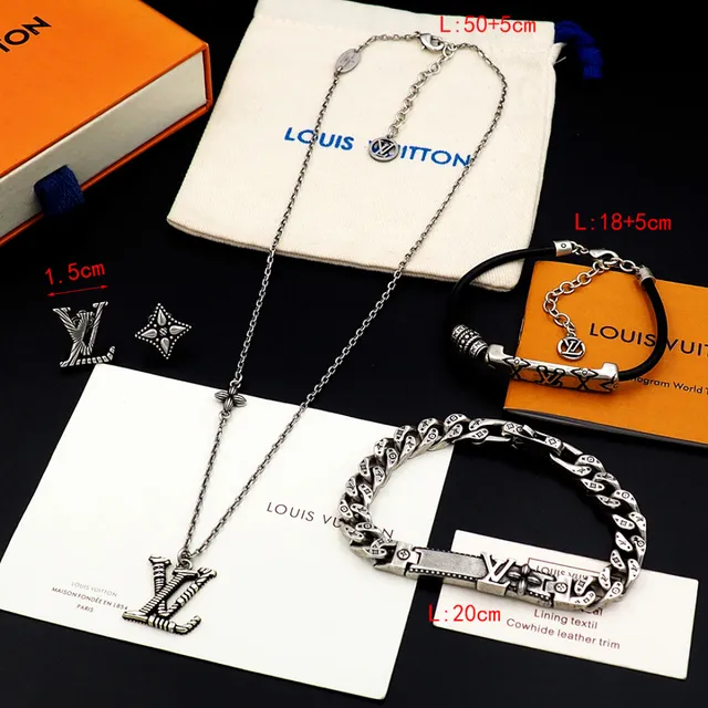 Louis Vuitton Sculpted LV Monogram Silver-Tone Necklaces 5