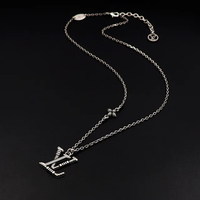 Louis Vuitton Sculpted LV Monogram Silver-Tone Necklaces 6
