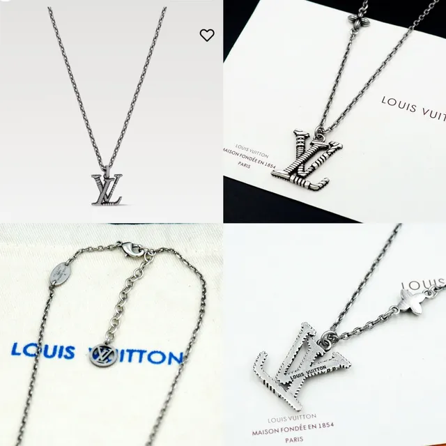 Louis Vuitton Sculpted LV Monogram Silver-Tone Necklaces 8