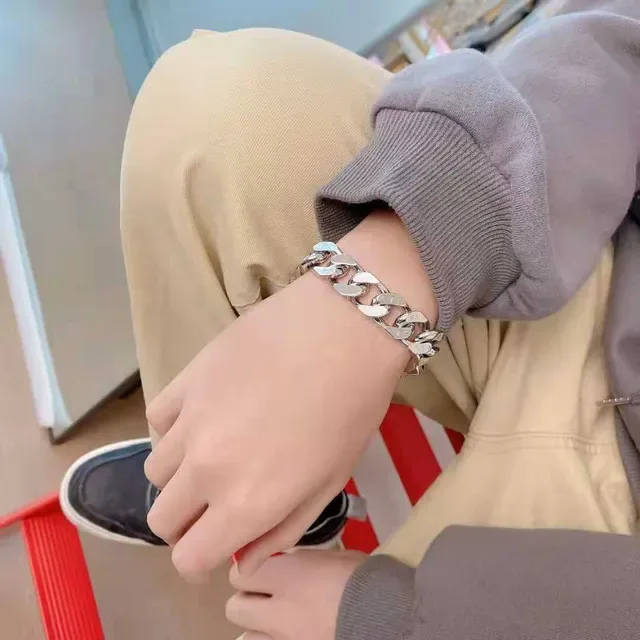 Louis Vuitton Silver Curb Chain Heavy-Link Bracelet 4
