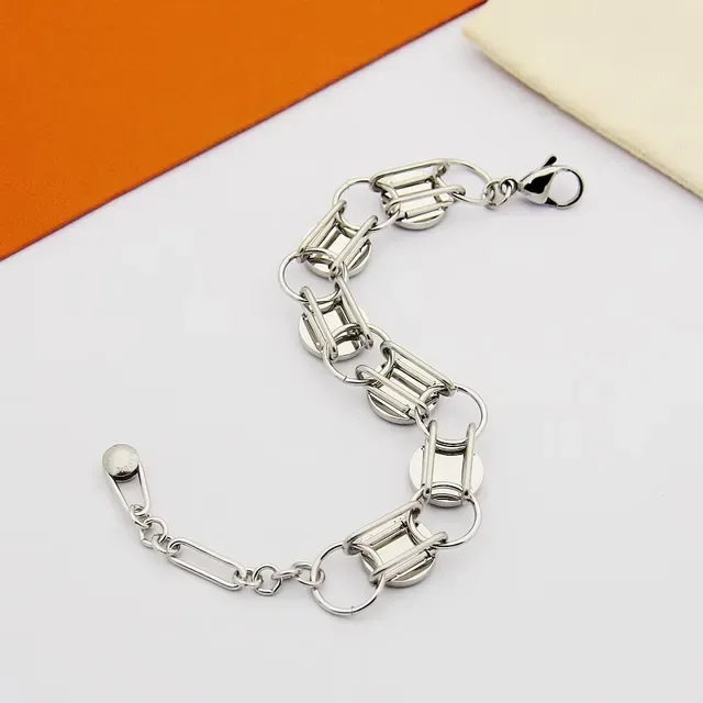 Louis Vuitton Silver Gold Chain-Link Engraved Disc Charms Bracelet 2