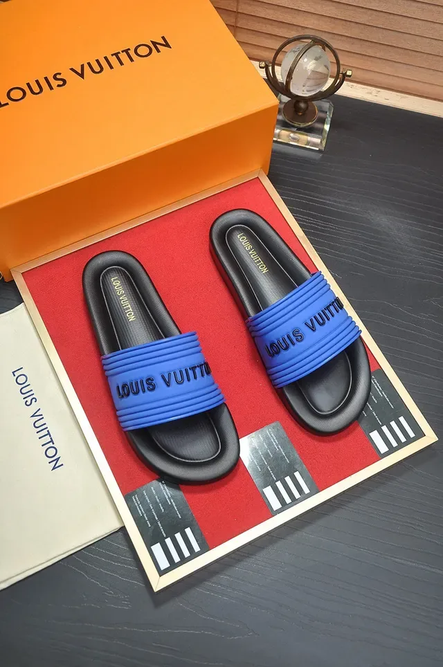 Louis Vuitton Slide Blue and Black Molded Rubber Slippers 3