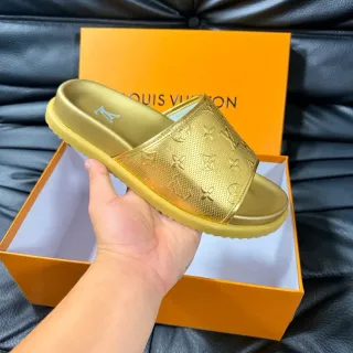 Louis Vuitton Slide Metallic Gold Slippers