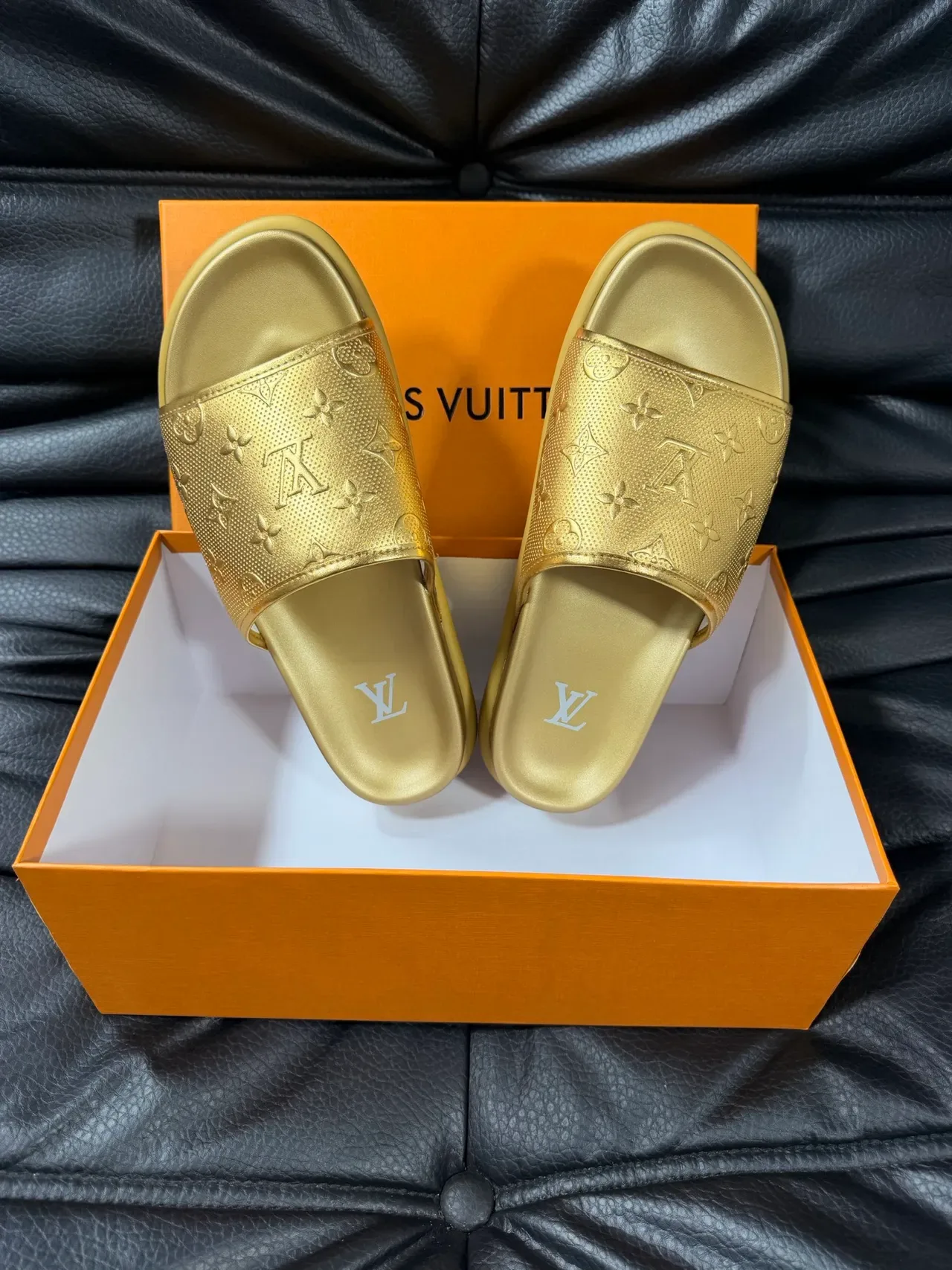 Louis Vuitton Slide Metallic Gold Slippers 3