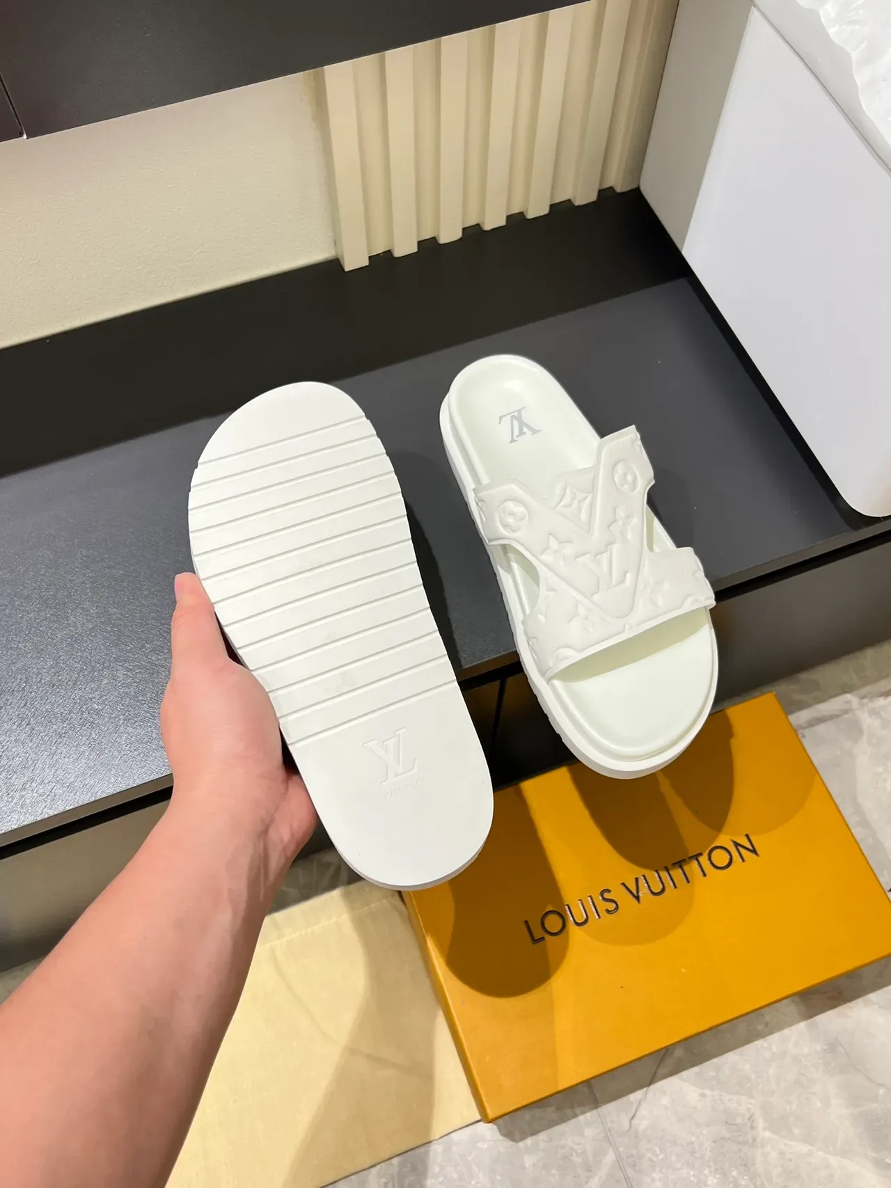 Louis Vuitton Slide Multicolor Molded Monogram Strap Flat Sole Slippers 4