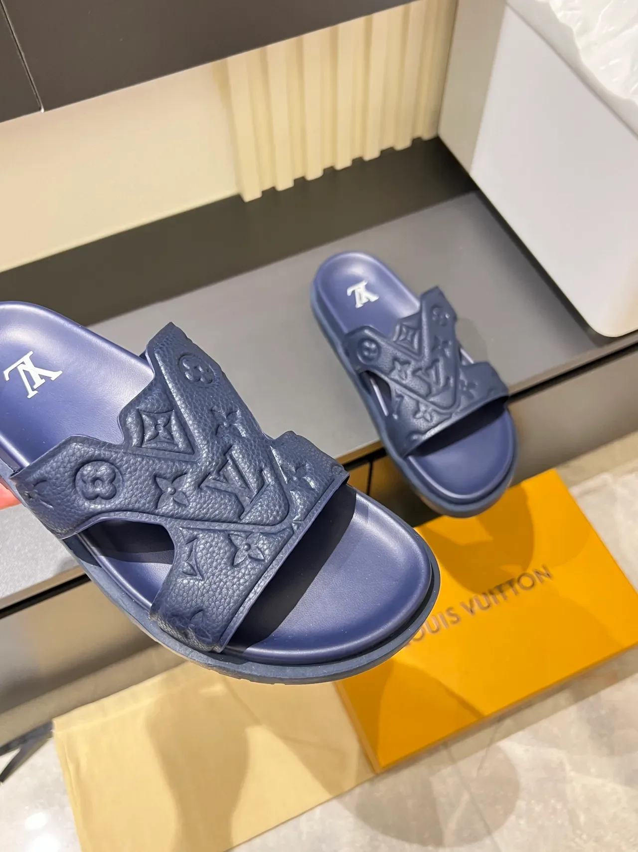 Louis Vuitton Slide Multicolor Molded Monogram Strap Flat Sole Slippers 16