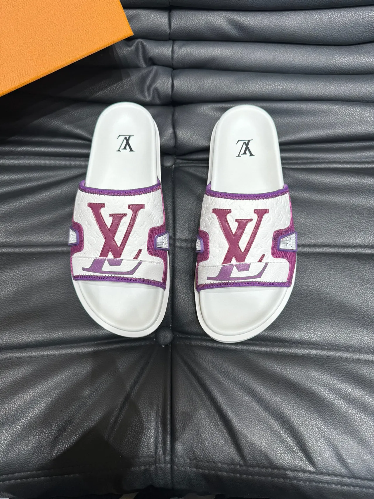 Louis Vuitton Slide Purple and White Platform Slippers 2