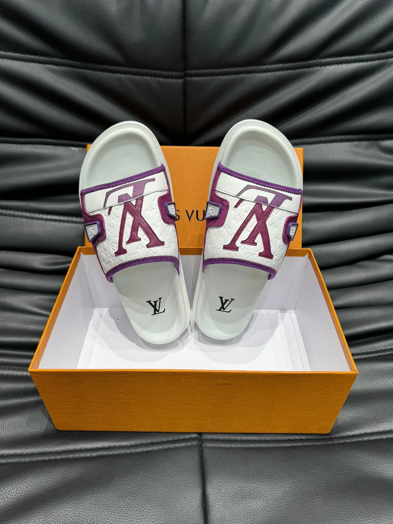 Louis Vuitton Slide Purple and White Platform Slippers 5