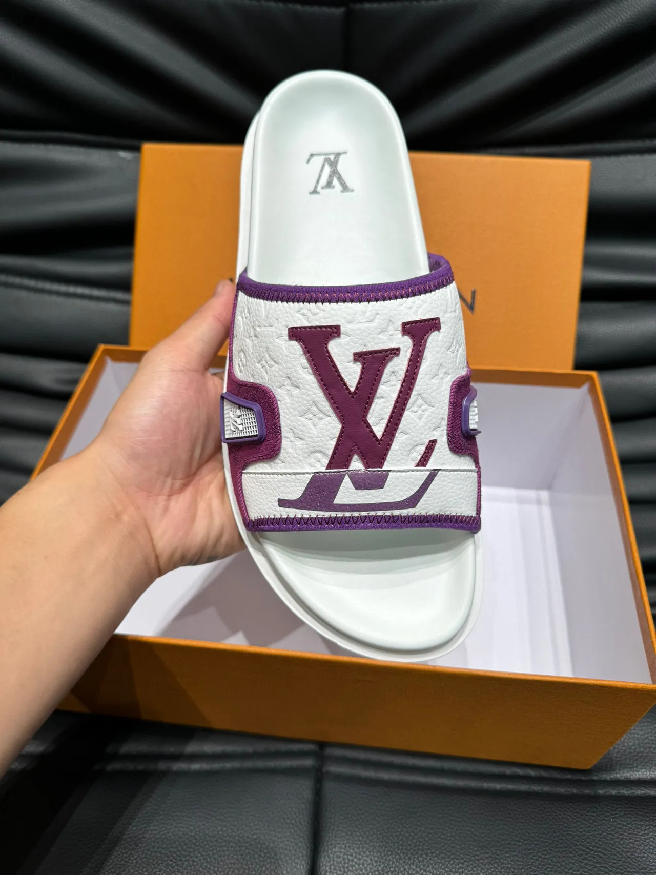 Louis Vuitton Slide Purple and White Platform Slippers 7