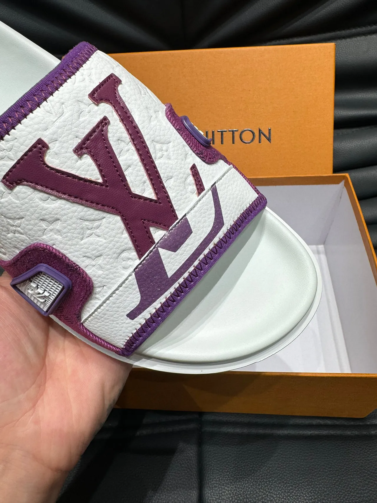 Louis Vuitton Slide Purple and White Platform Slippers 8