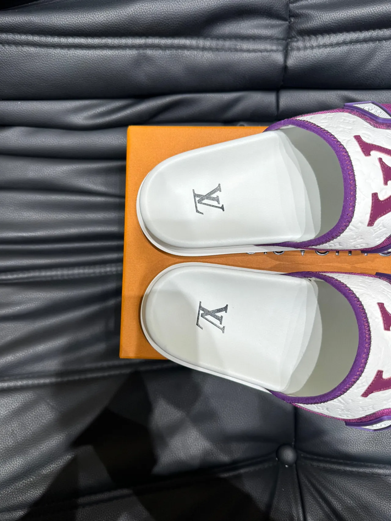 Louis Vuitton Slide Purple and White Platform Slippers 9