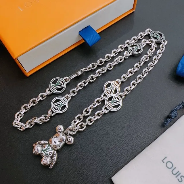 Louis Vuitton Teddy Bear Monogram Silver Chain Bracelet 6