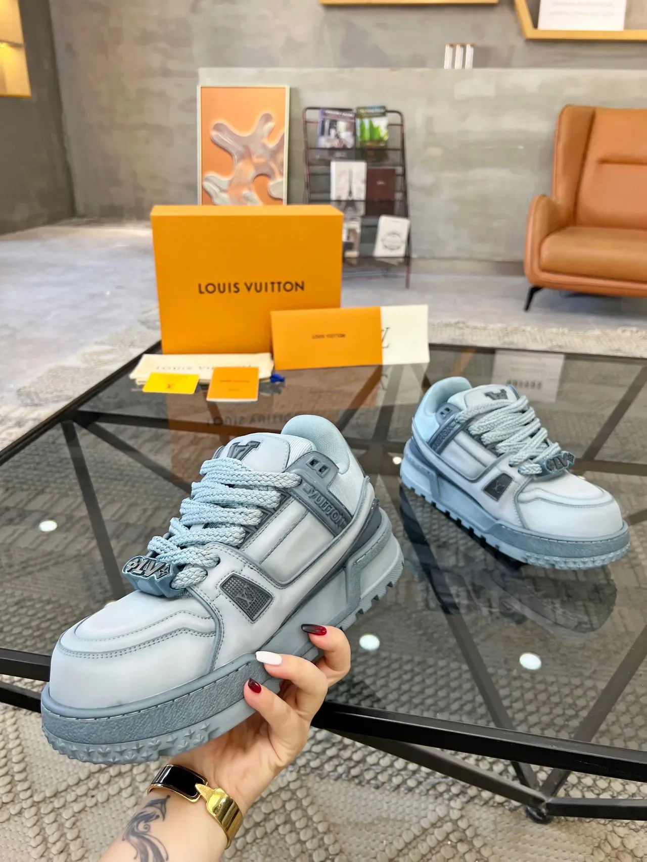 Louis Vuitton Trail Light Blue Chunky Sneakers 5
