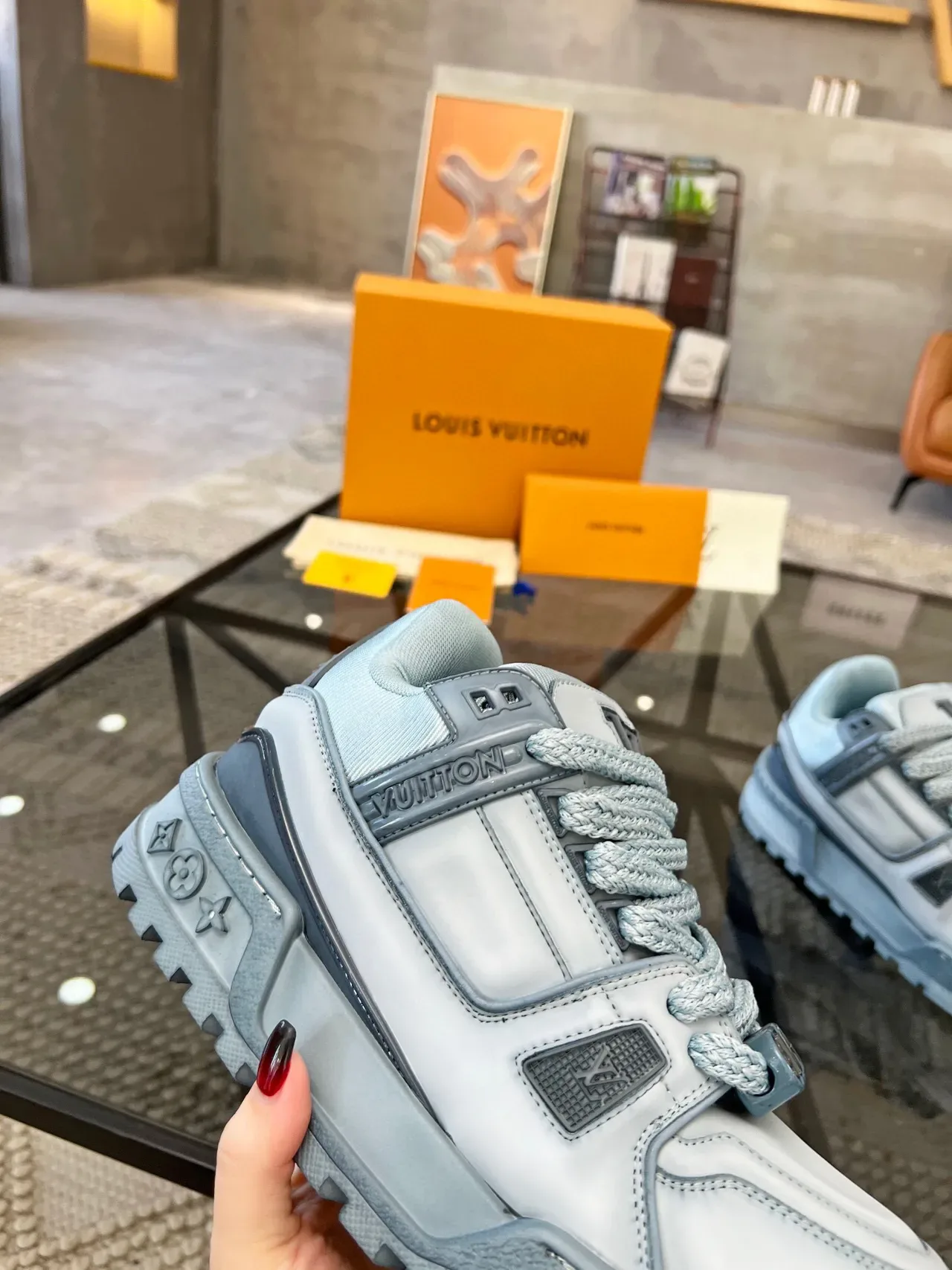 Louis Vuitton Trail Light Blue Chunky Sneakers 9