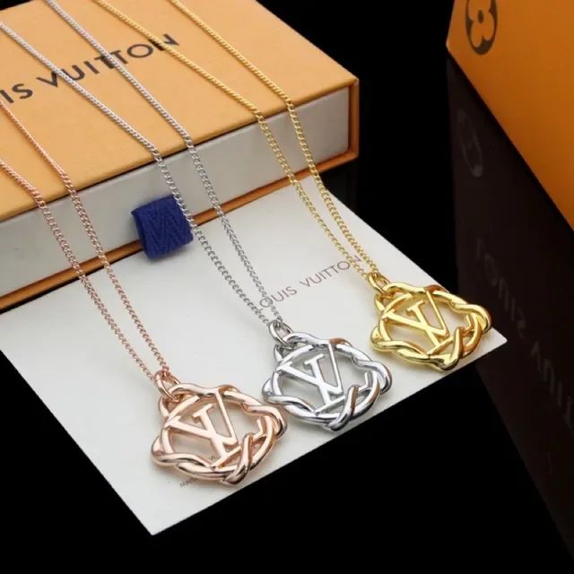 Louis Vuitton Twisted LV Gold Silver Rope Motif Interlocking Monogram Necklace 5