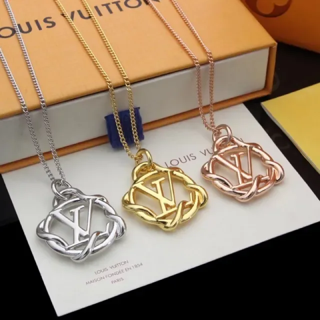 Louis Vuitton Twisted LV Gold Silver Rope Motif Interlocking Monogram Necklace 6