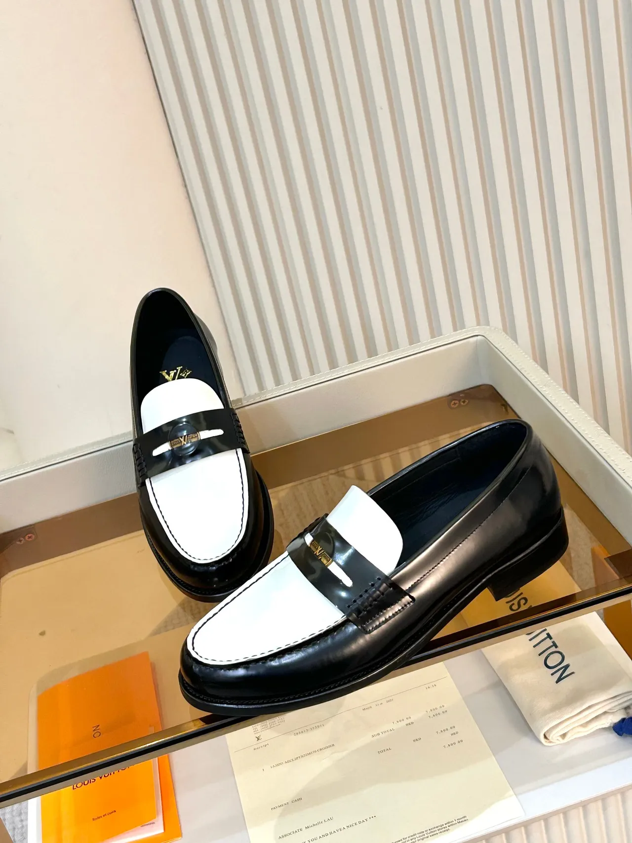 Louis Vuitton Two-Tone Black and White Patent Leather Loafer 4