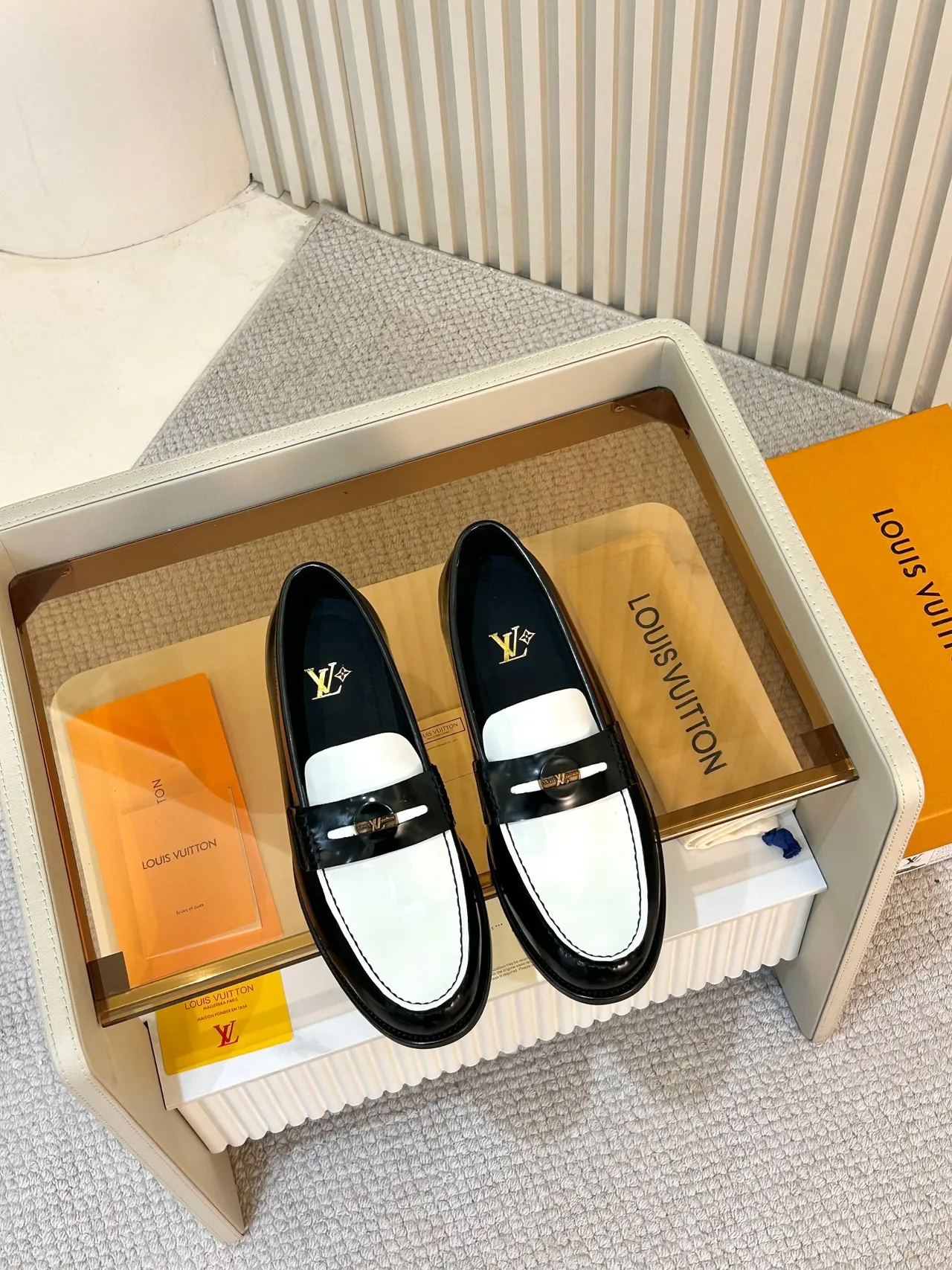 Louis Vuitton Two-Tone Black and White Patent Leather Loafer 5