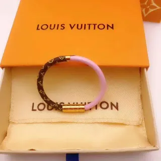 Louis Vuitton Pulsera Bangle de Canvas con Monograma de Dos Tonos y Rosa