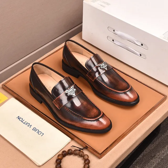 Louis Vuitton Two-Tone Patina Leather Loafers 7