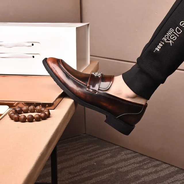 Louis Vuitton Two-Tone Patina Leather Loafers 8