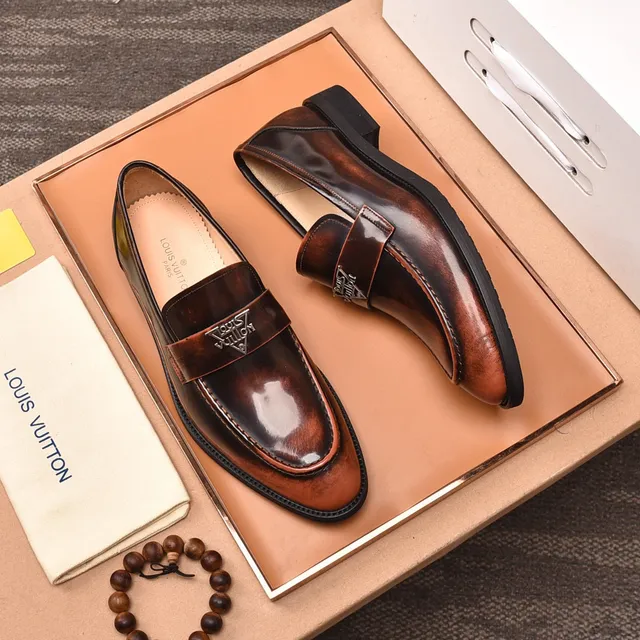 Louis Vuitton Two-Tone Patina Leather Loafers 9