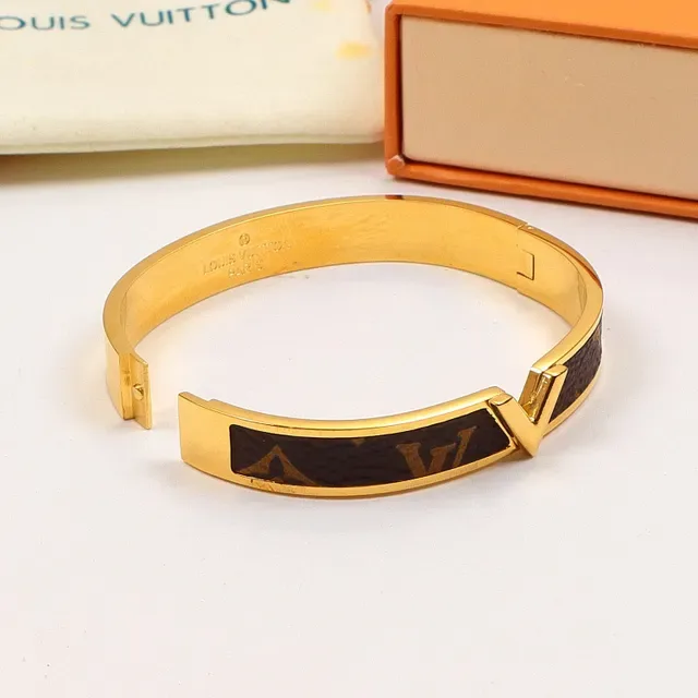 Louis Vuitton V Bangle Monogram Canvas Bracelet 2