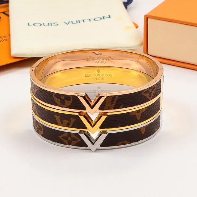Louis Vuitton V Bangle Monogram Canvas Bracelet 4