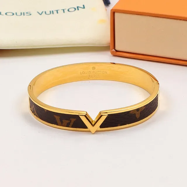 Louis Vuitton V Bangle Monogram Canvas Bracelet 6