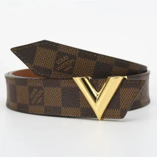 Louis Vuitton V Belt Marrón Damier Check Cinturón de cuero