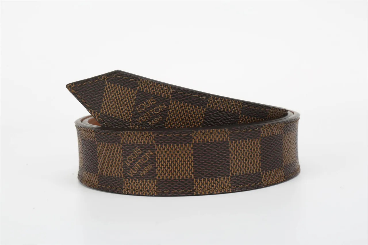 Louis Vuitton V Belt Marron Damier Check Ceinture en cuir 4