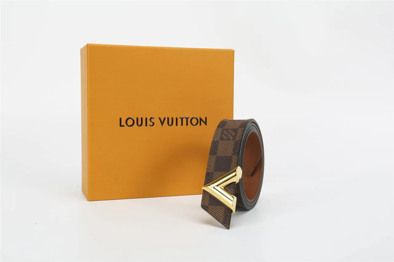 Louis Vuitton V Belt Marron Damier Check Ceinture en cuir 5