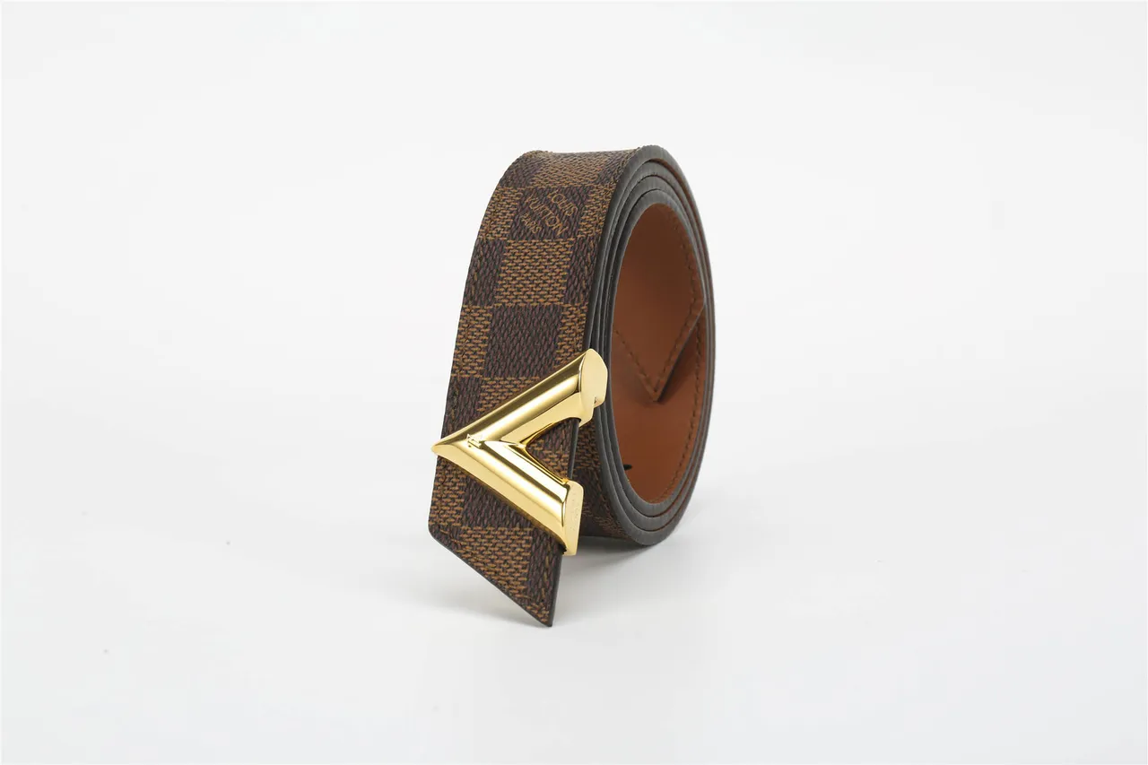 Louis Vuitton V Belt Marron Damier Check Ceinture en cuir 6