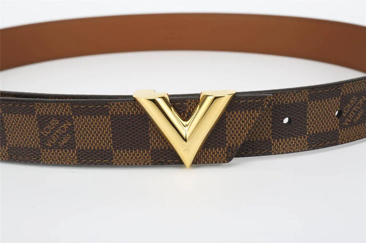 Louis Vuitton V Belt Marron Damier Check Ceinture en cuir 8