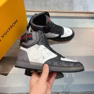 Louis Vuitton White Black High-Top Monogram Canvas Lifestyle Sneakers
