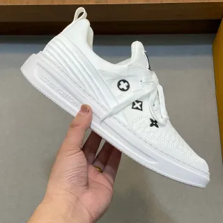 Louis Vuitton White Black Knit Upper Sculpted Ridged Midsole Lifestyle Sneakers
